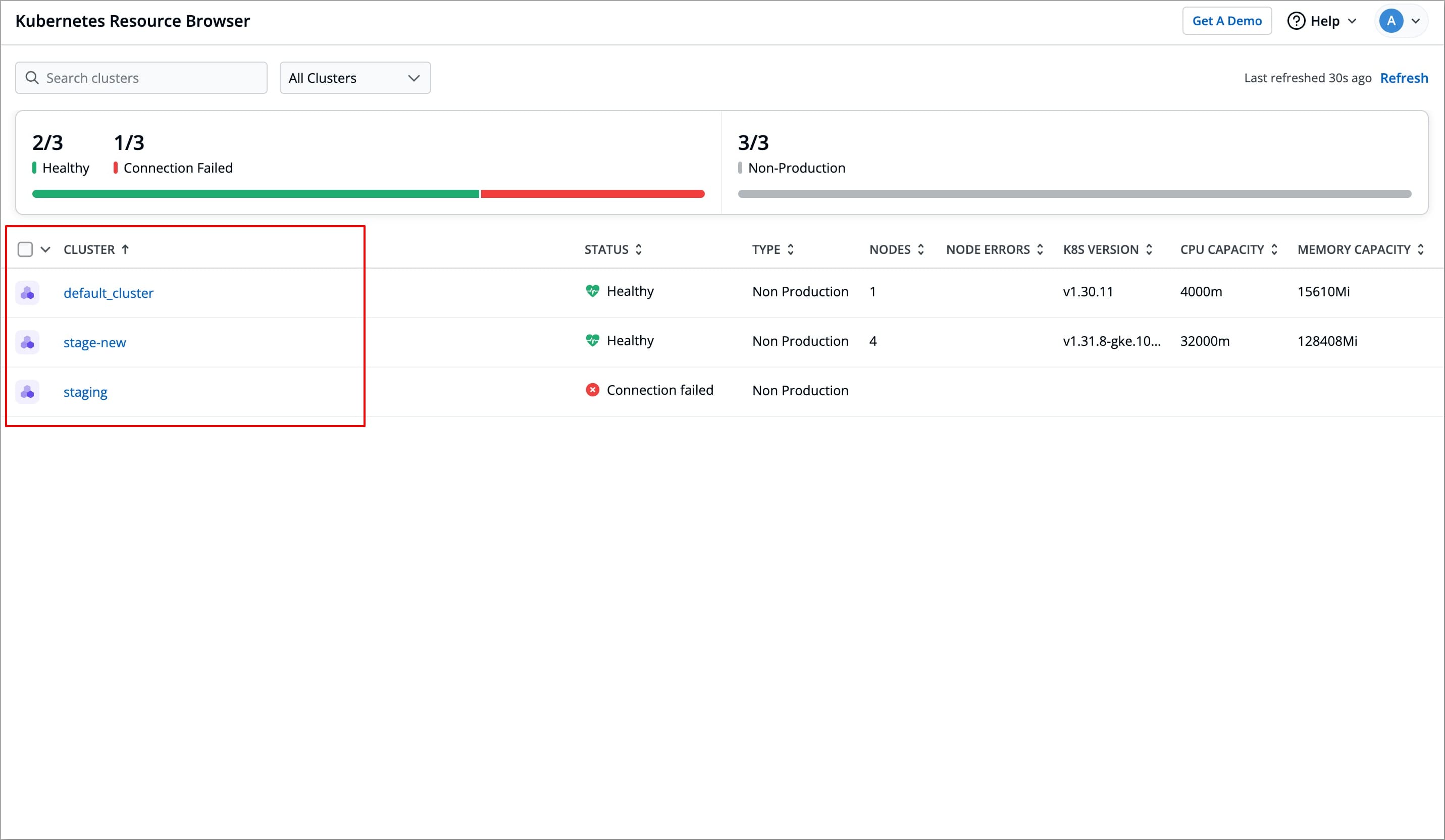 Figure 2: Selecting Cluster