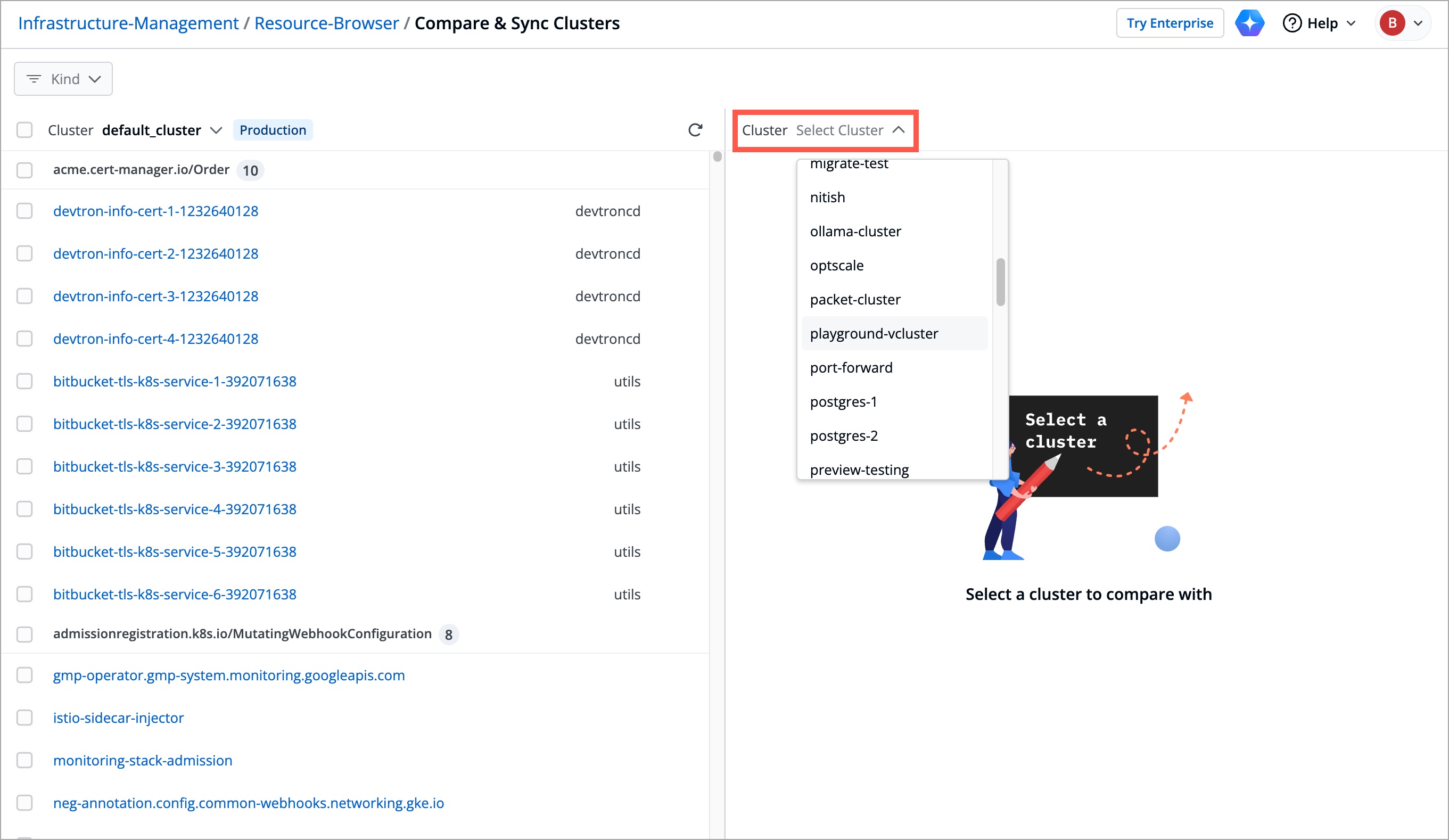 Figure 5: Select the Cluster