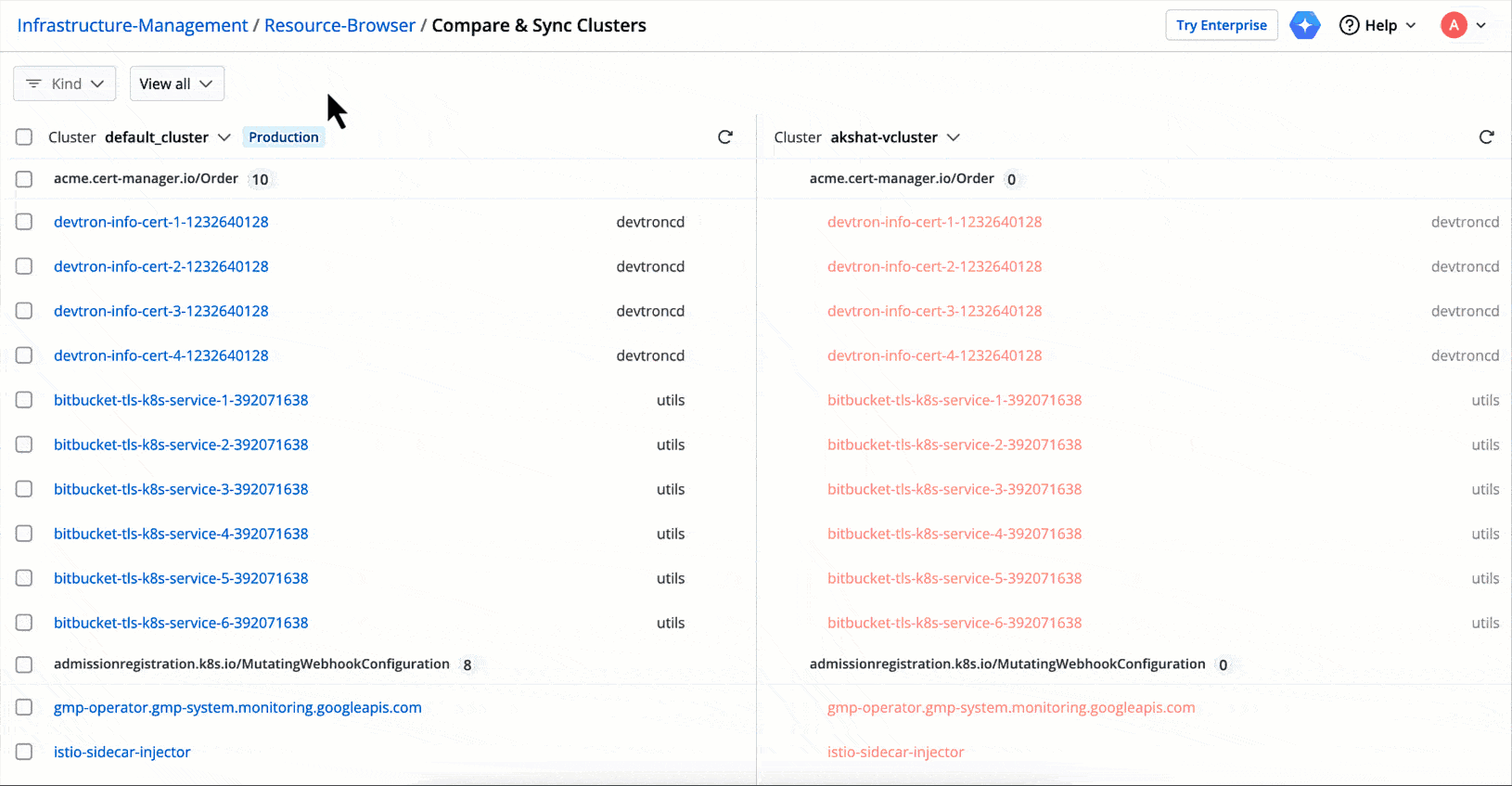 Figure 9: Match Namespaces