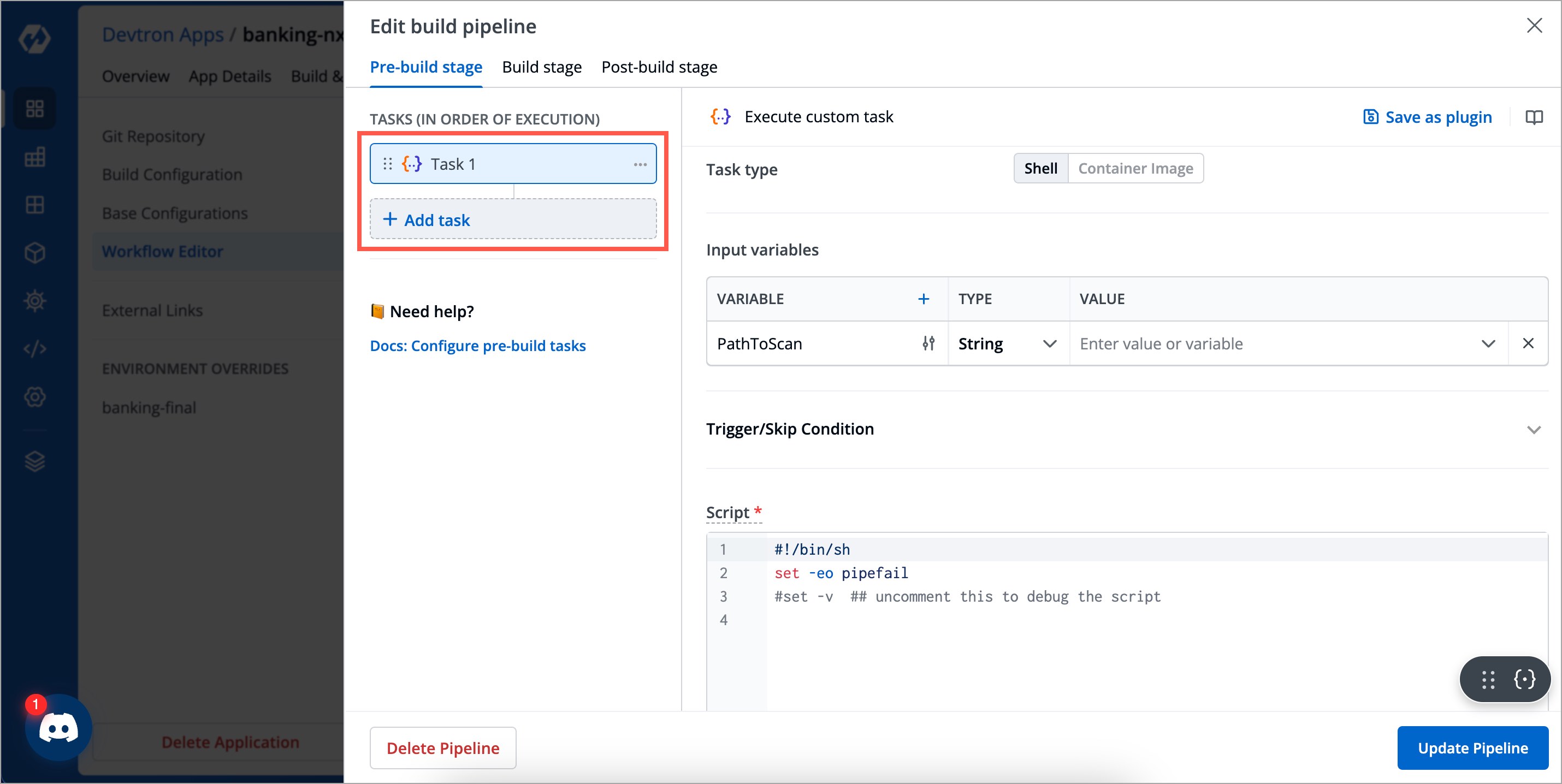 Figure 5: Adding a Task