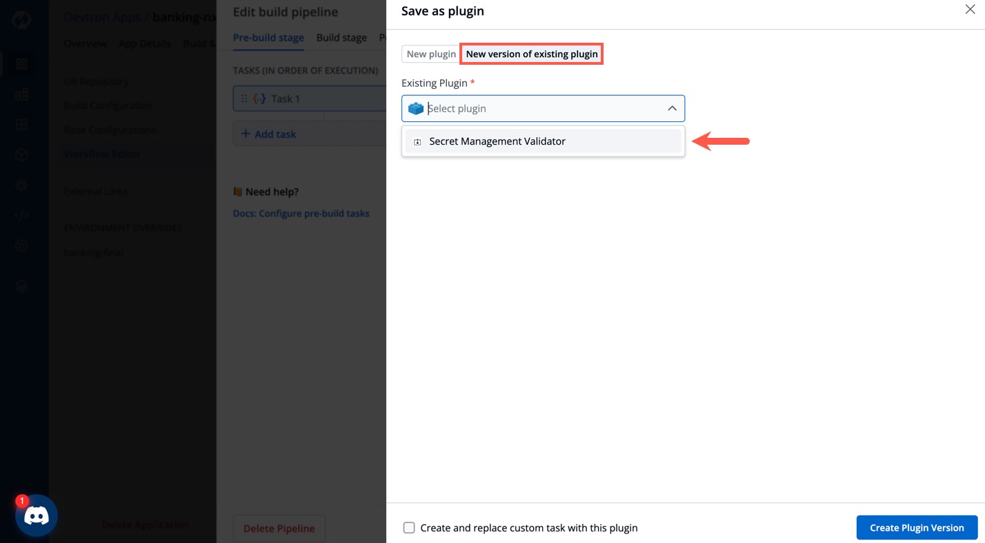 Figure 13: Selecting Existing Plugin for Versioning