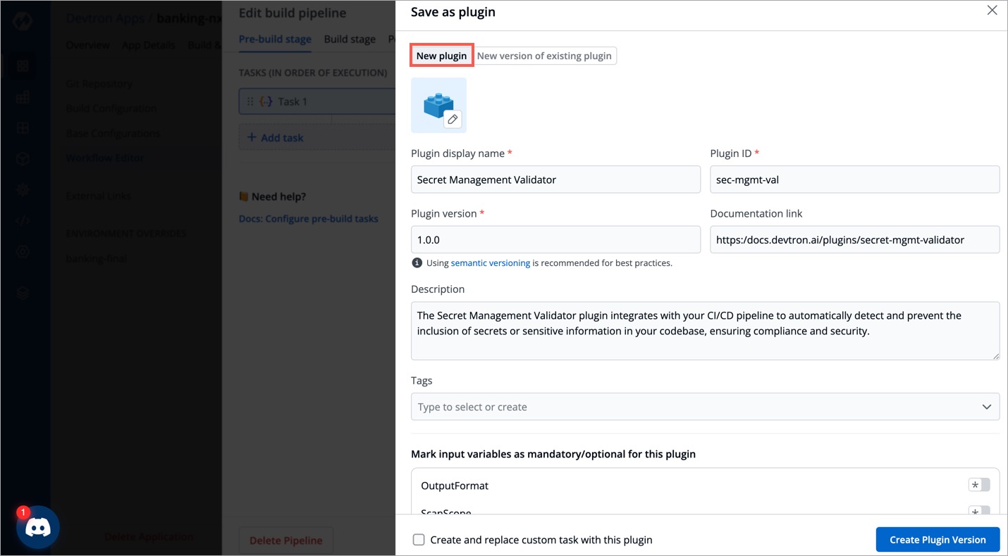 Figure 8: Entering New Plugin Details