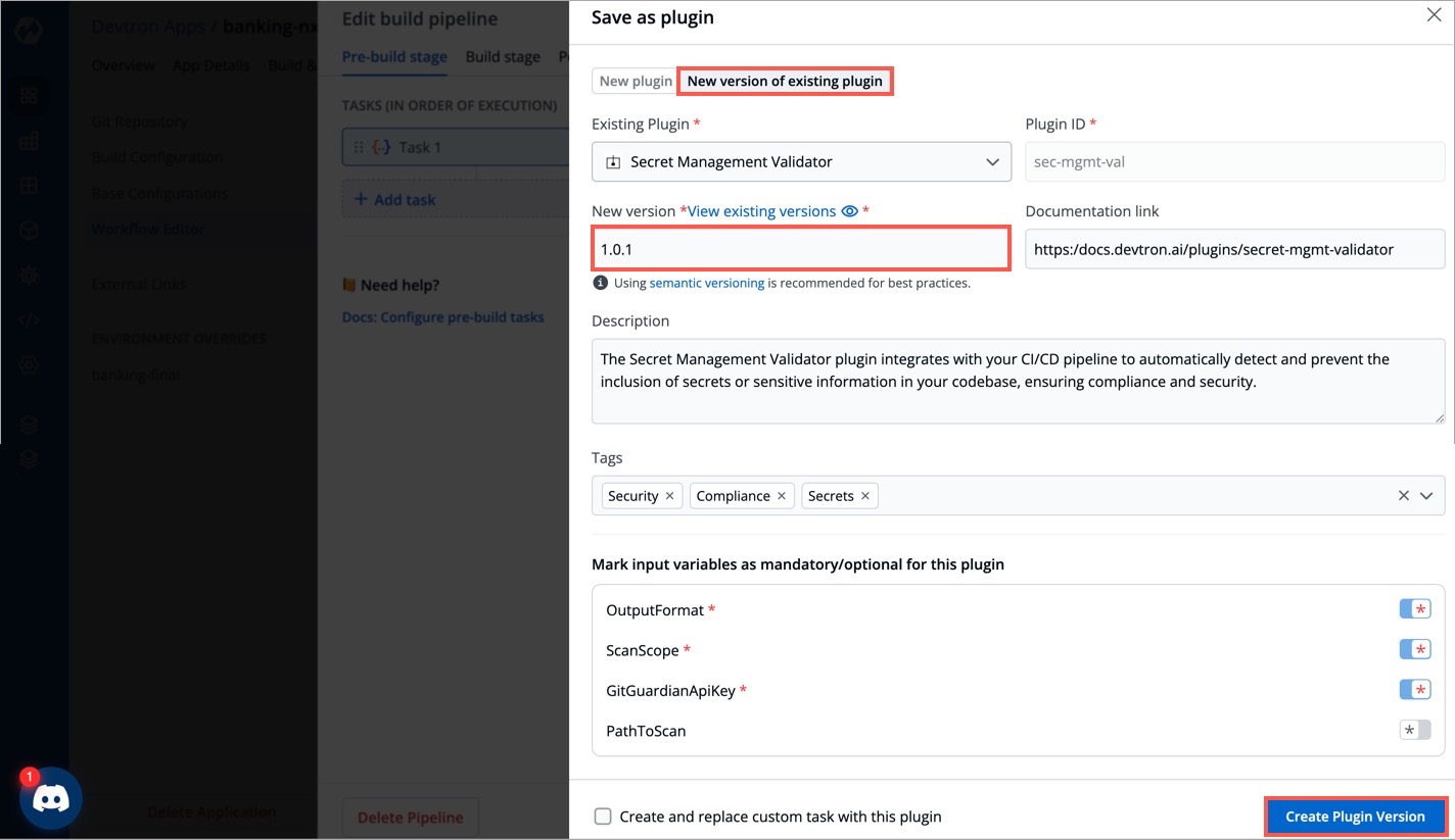 Figure 14: Creating New Version