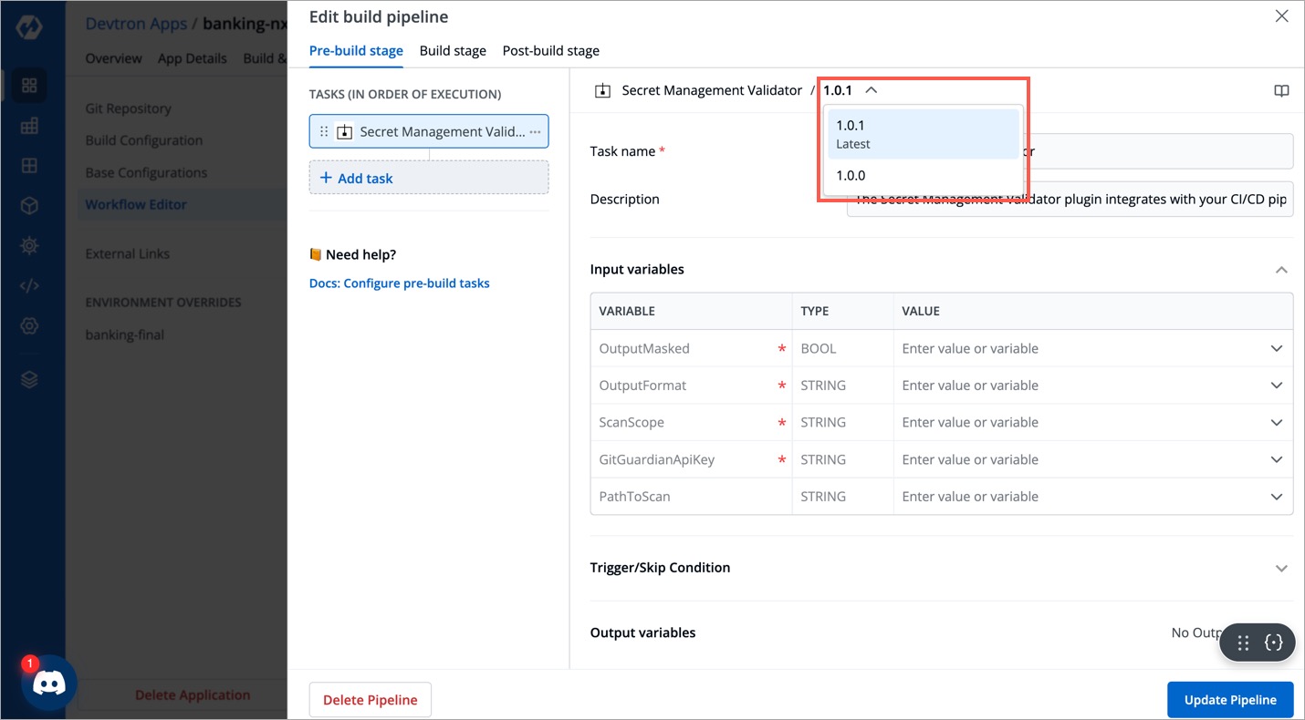Figure 15: Selecting a Version