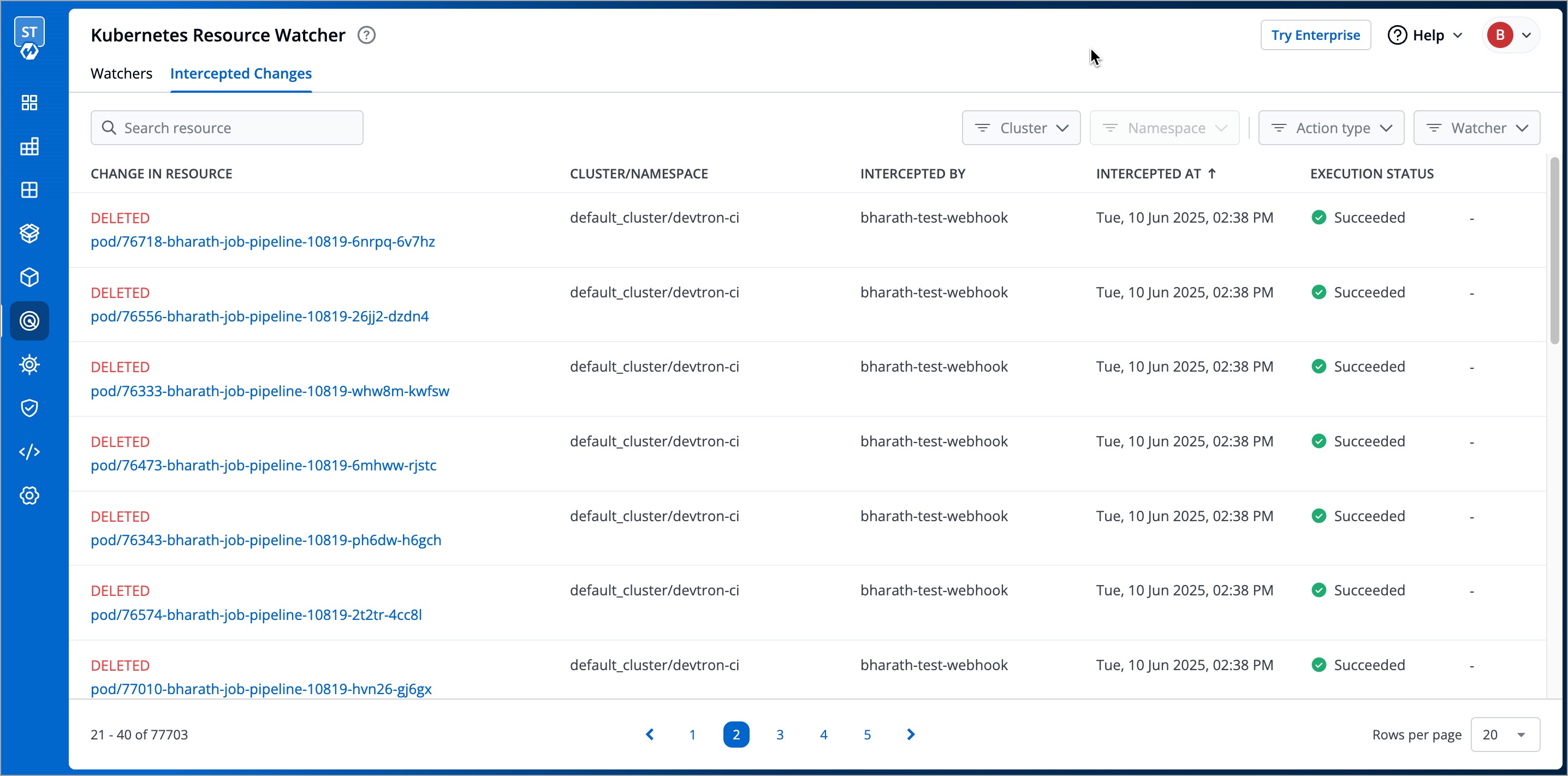 Figure 10: Intercepted Changes