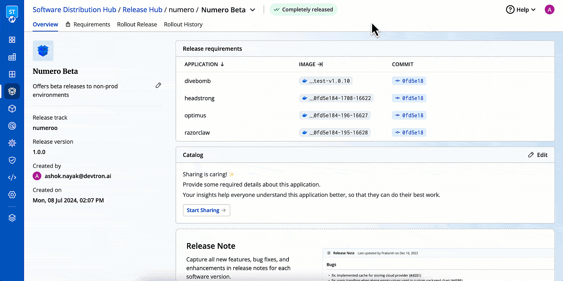 Figure 25: Cancelling a Release