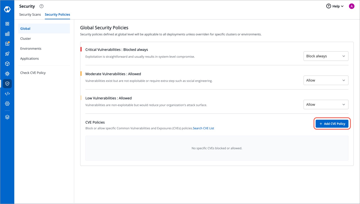 Figure 10: Adding CVE Policy