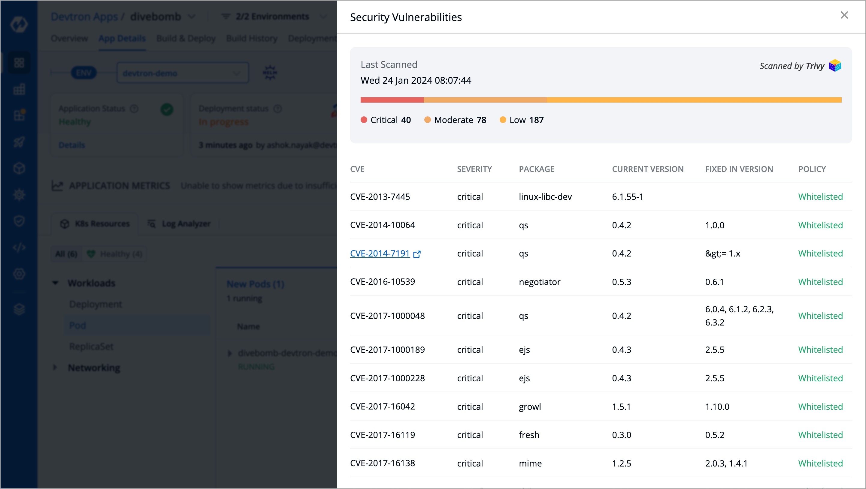 Figure 7: Detailed List of Vulnerabilities
