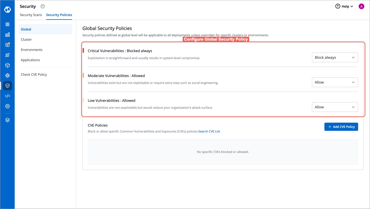 Figure 2: Configuring Global Security Policy