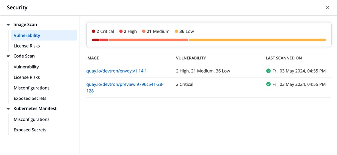 Figure 1: Security Scan Results